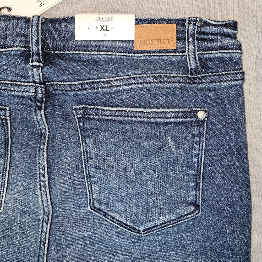 Judy Blue Womens XL Shorts High Rise Distressed Raw Hem Denim Cuttoff Stretchy - Picture 4 of 16